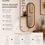 Tableau Miroir Rétroéclairé Personnalisable - Texte Sur-Mesure au Choix