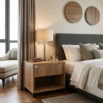 Table de Chevet, Rangement Nuit Compact, Marron