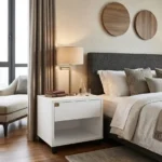 Table de Chevet, Rangement Nuit Compact, Blanche